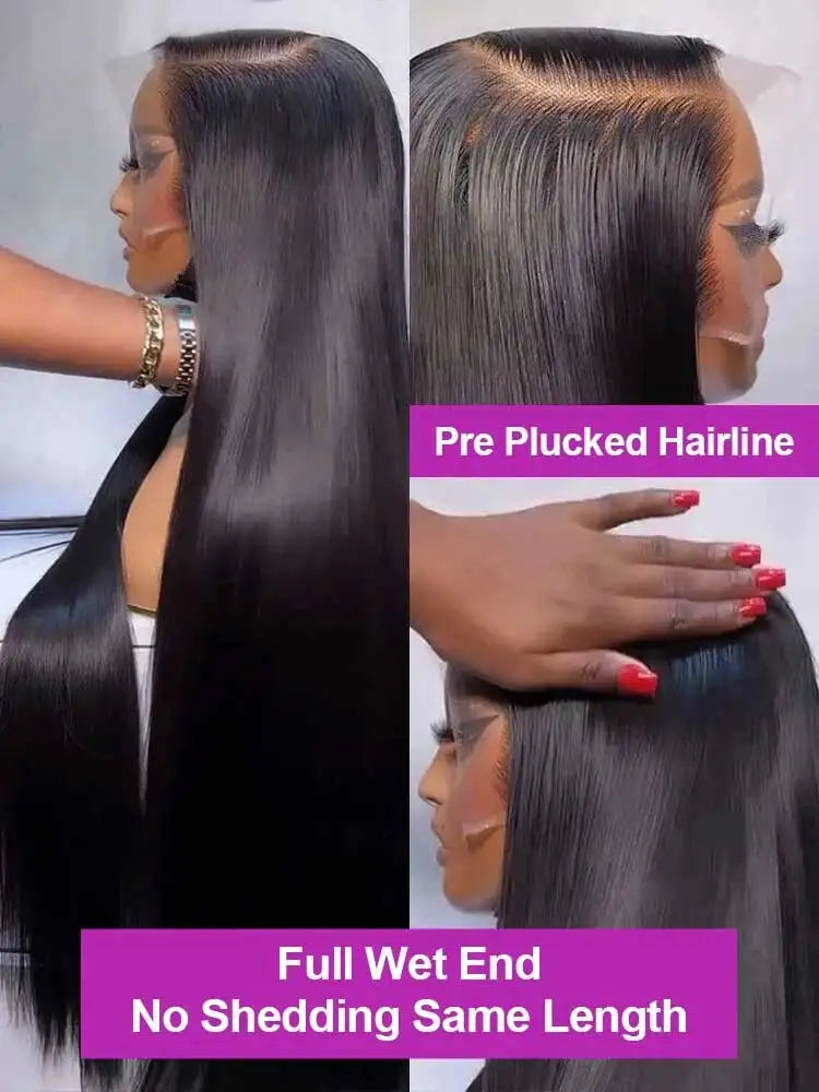 250 Density 13x6 HD Bone Straight Lace Front Wigs Human Hair Brazilian 40 42 Inch Glueless Lace Frontal Human Hair Wigs For Wome