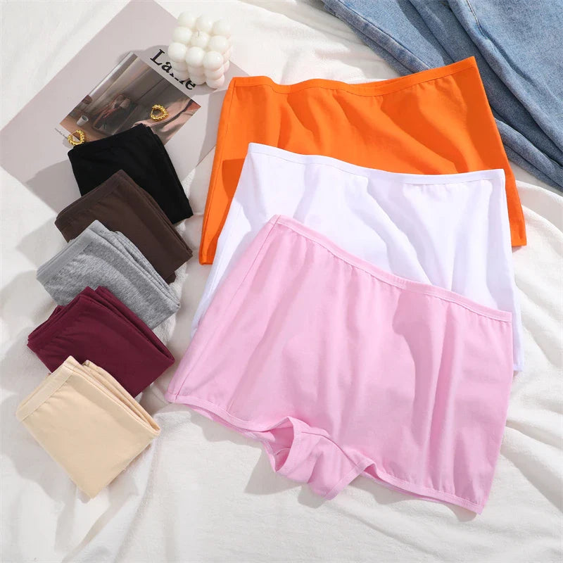 2PCS Women's Panties Cotton Seamless Sports Boxers Underwear Female Solid Color Briefs Cozy Lingerie Intimate Underpants XS-XL