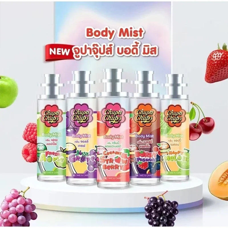 Chupa Chups Body Mist 100ml Refreshing Fruity Fragrance Long-lasting Sweet Scent Melon Apple Grape Berry Flavors Women Perfume