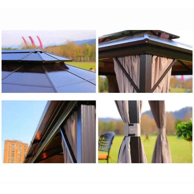 Direct Sales Double Roof Gazebo Aluminum Frame Waterproof Sun Shelter for Garden Outdoor Patio Rustproof Canopy