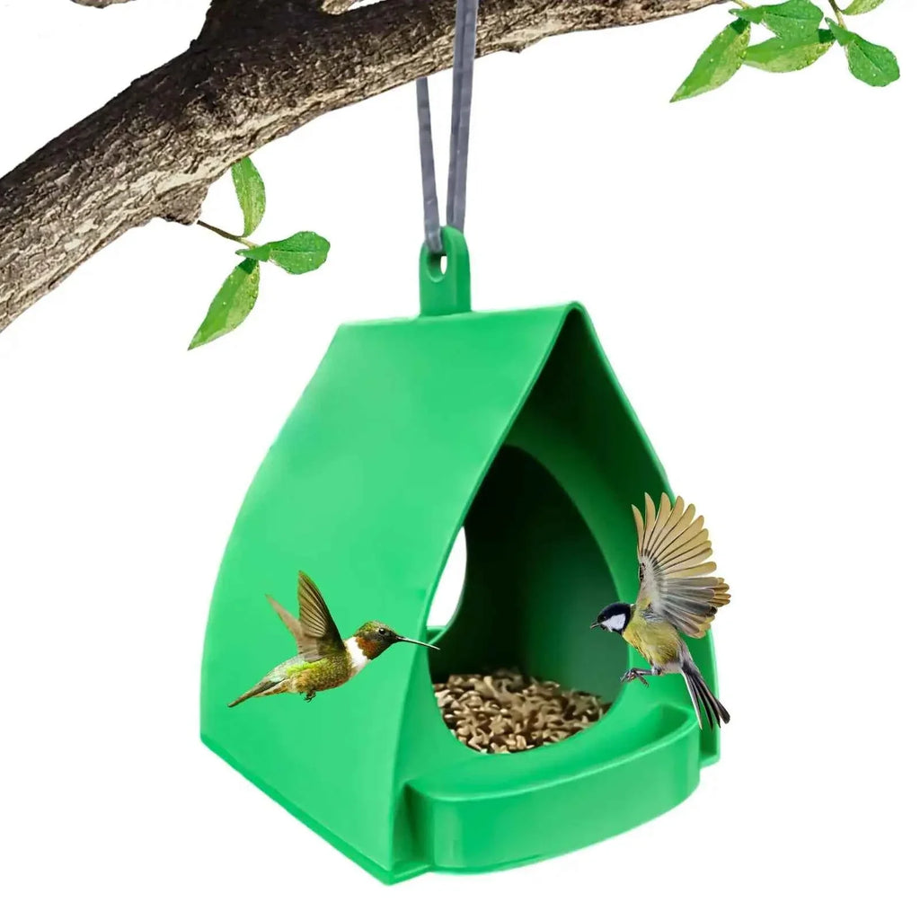 House Bird Feeder Open Design Decorative Station Hut Shape Hangable Mounted Small Hummingbird Feeder for Outside Garden Winter