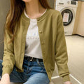 Rimocy Knitted Cardigan Jacket Women 2025 Spring Autumn Round Neck Casual Cardigans Woman Solid Color Slim Korean Jumpers Female