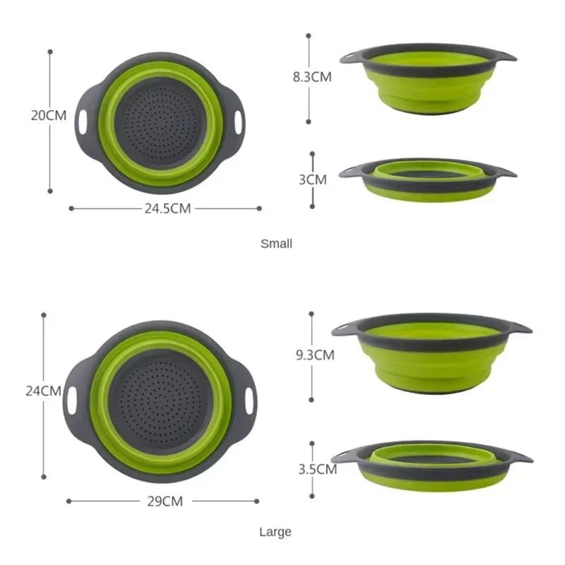 Silicone vegetable and fruit cleaning and drainage basket cleaning basket Folding water filter net Kitchen Gadgets