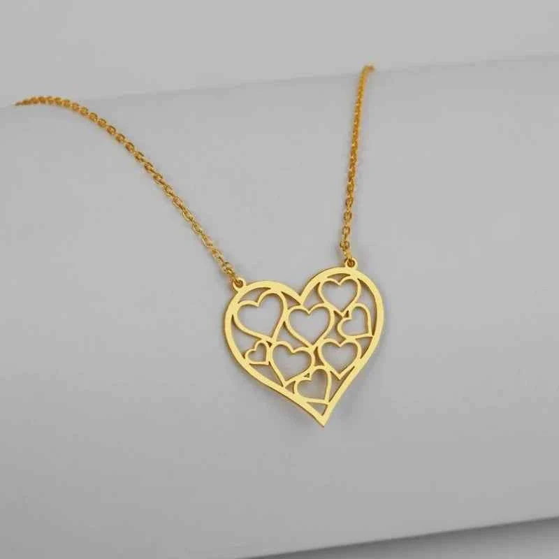 Inside Heart Pendant Necklace Fashion Chain Necklace Popular Women Charm Hollow Heart Clavicle Collar Jewelry Party Girl Gift