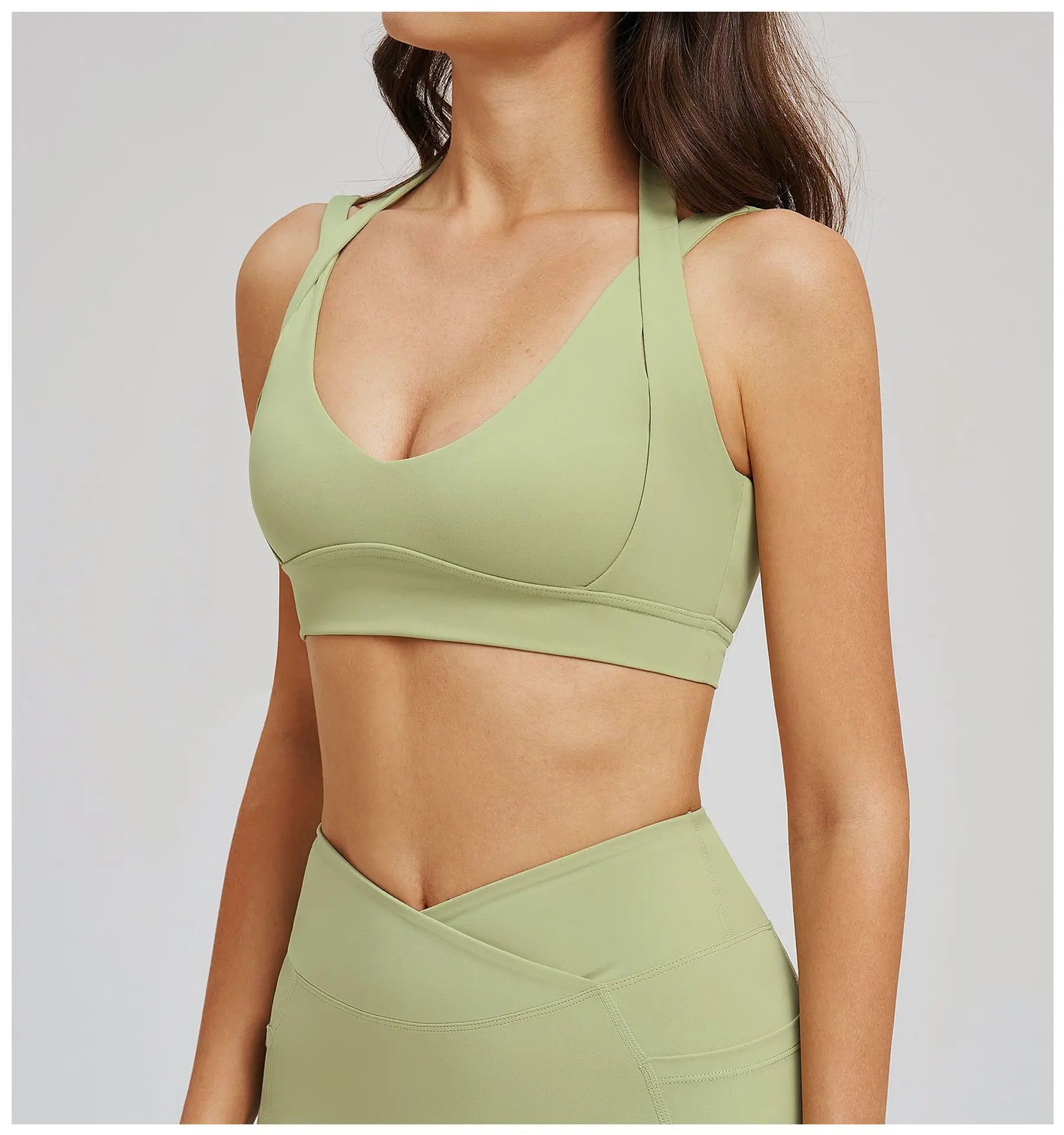 Workout Clothes Woman Gym Top Breathable Sports Bra Fitness Trainning Shoulder Strap Yoga Bra Outdoor Jogging Push Up Underwear