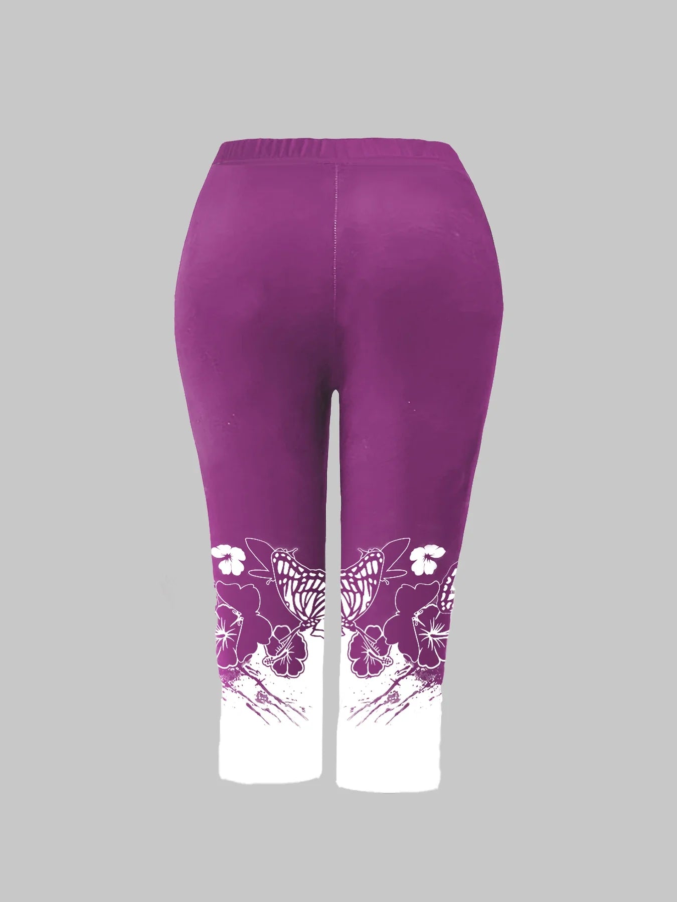 Plus Size Ladies Suit Round Neck Summer Leisure Butterfly Print Round-Neck Short-Sleeved T-Shirt Printed Pants Two-Piece Set