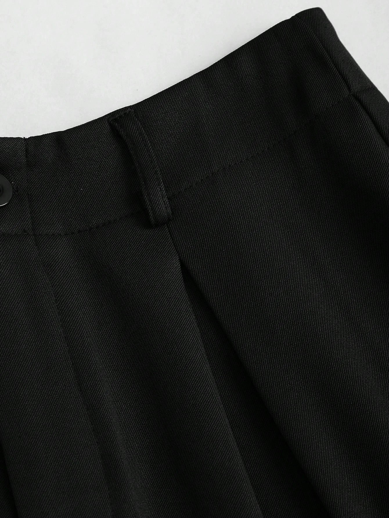 Women's Elegant Jacquard Pleating Wide-Leg Pants Office/Commuting Solid Color Loose Casual Suit Pants, Autumn/Winter