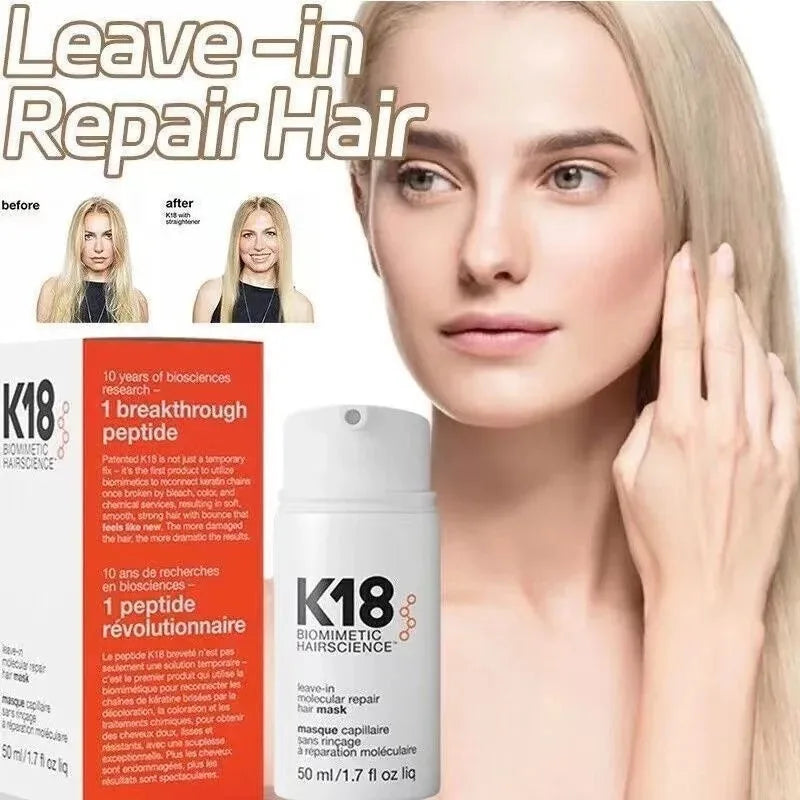 New Upgrade K18 Leave-In Molecular Repair Hair Mask Deep Conditioning Keratin Treatment Soften Hair Smoothing Healthy Hair Care