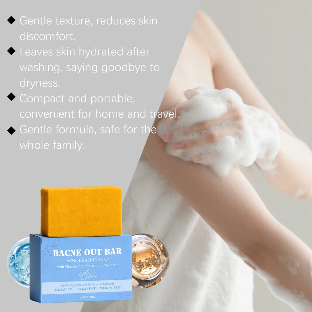 Body Cleansing Soap Moisturizing Brightening for Back Acne Free Natural Body Wash Bar Deep Clean Removes Odors Smooth Skin 100g