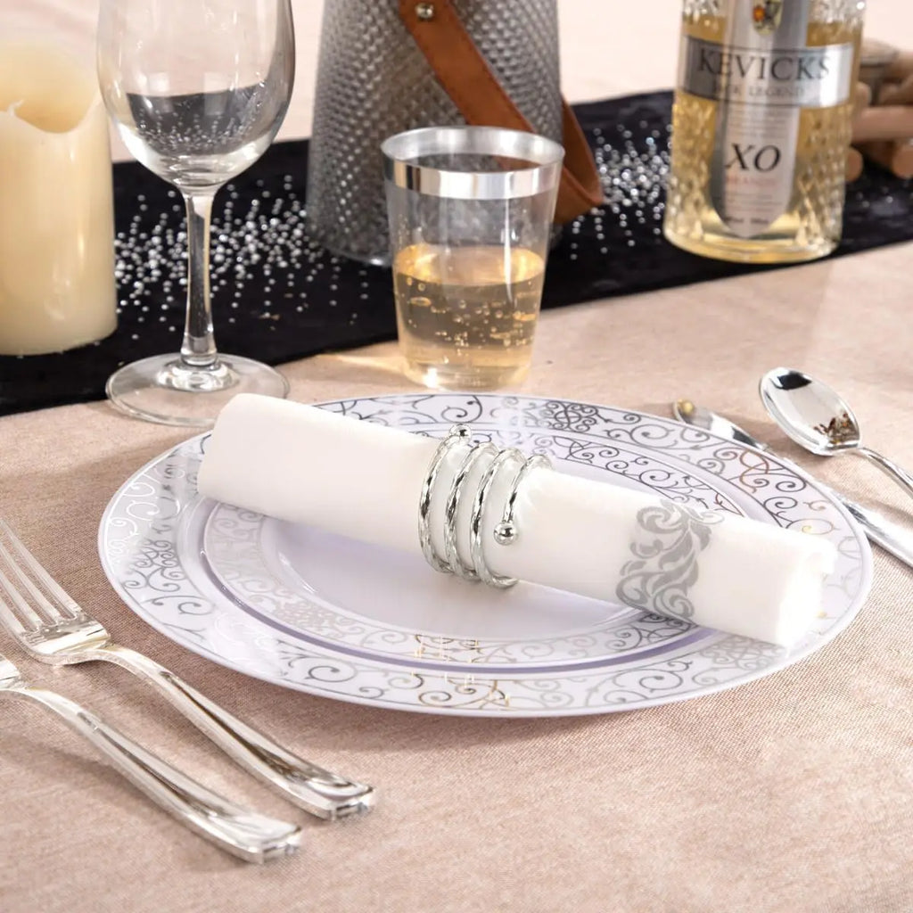 700 Disposable Plastic Dinnerware Set For 100 Guests Plates Cups Napkins Cutlery