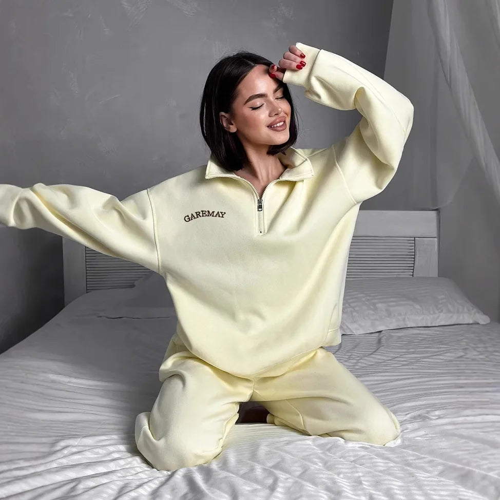 Autumn Women's Tracksuit With Zipper Oversize Hoodie Classic Two Piece Set Women Casual Trouser Suits Women 2 Pieces Outfits