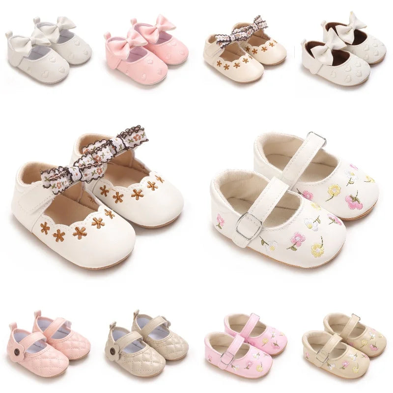 0-1year Baby Shoes Infant Pre-Walker Shoes Girls Princess Bow Shoes
