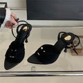 Eilyken Summer Fashion Thin Heels Pleated Hollow Out Buckle Strap Women Sandals Pointed Toe Banquet Party Female Shoes  6CM 9CM