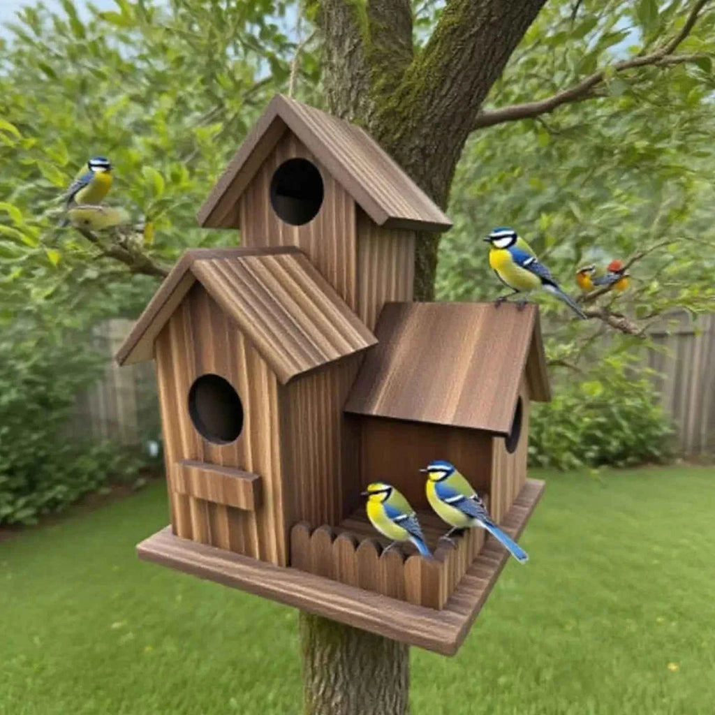 Wooden Bird House Weather Resistant Outdoor Hanging Birdhouse Large Nest for Hummingbird Garden Backyard Decoration