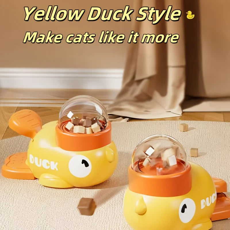 Interactive Dog Cat Toy Pet Automatic Food Treat Dispenser Cartoon Duck Design Slow Food Pet Snack Feeder for Dogs Cats Training