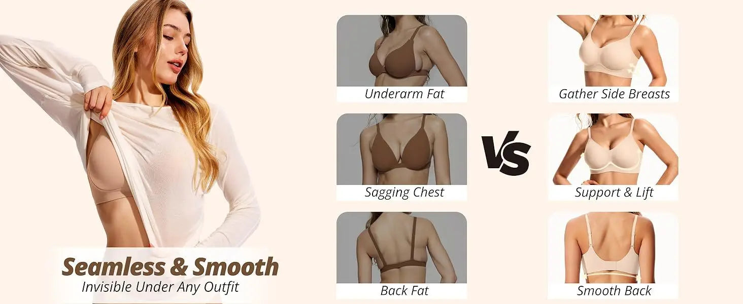 Women's Jelly Wire-Free Seamless Bra Solid Color Thin Molding 3/4 Cup Push-Up Seamless Bra Soft Support Comfortable Underwear