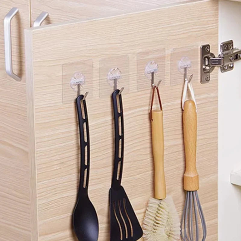 10/20 PCS Transparent Stainless Steel Self-Adhesive Hooks Bathroom Towel Clothes Storage Sticker Hooks Key Hangers Storage