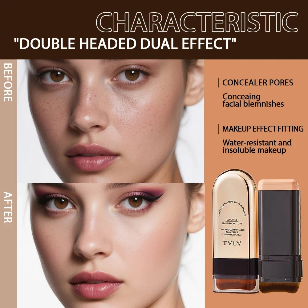 TVLV Skin Tint Stick Long Lasting Lightweight Waterproof Concealer Foundation Cream Flawless Tinted Face Contour Stick Makeup