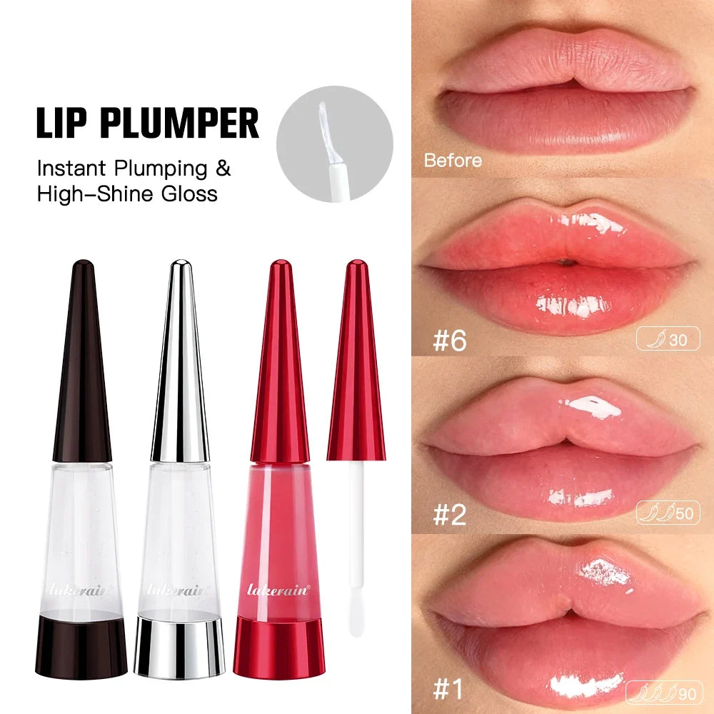 Lakerain Lip Plumper Moisturizing Lip Gloss Transparent Plump Lips Care Lip Stuffer Gift Korean Cosmetics
