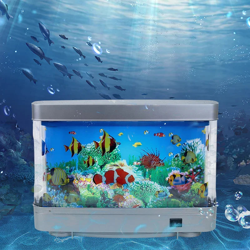 Tropical Fish Tank Lamps Artificial Aquarium Decor Virtual Ocean in Motion Night Light For Children Halloween Christmas Gift Toy