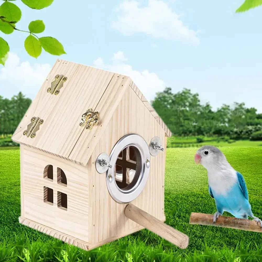 Practical Large Space Wood Bird House Rainproof Hanging Birds Breeding Box Sun Protection Bird Nest For Bird Cage