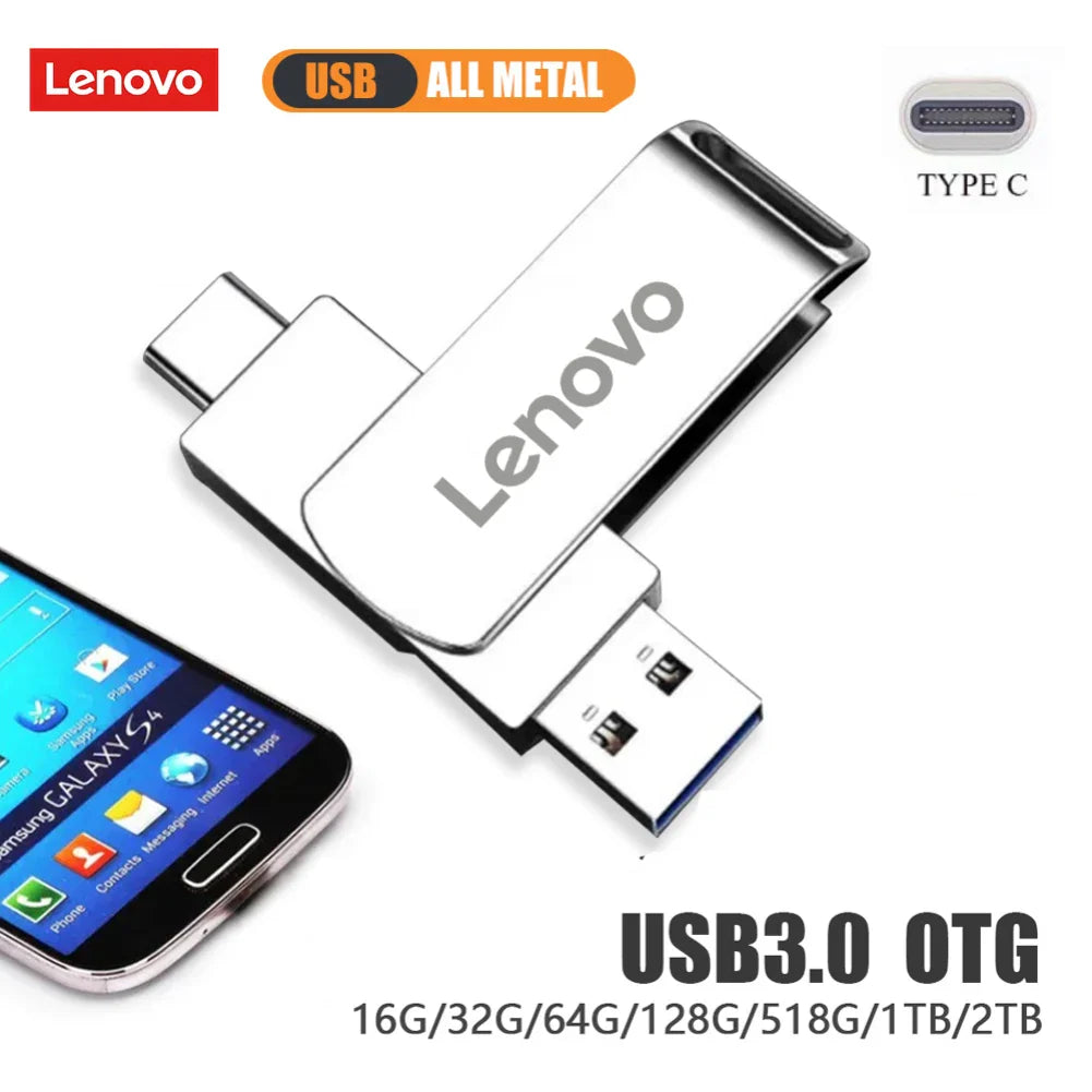 Lenovo USB3.2 USB Flash Drive 512GB OTG Pen Drive High Speed Type-C Flash Disk Real Capacity Metal Pendrive For Phone Computer