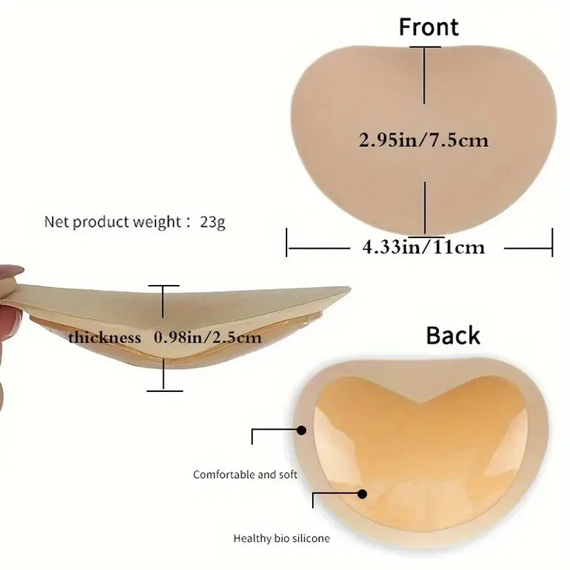1Pair Silicone Bra Inserts Breast Pads Sticky Push-up Women Bra Cup Thicker Nipple Cover Patch Bikini Inserts for Swimsuit