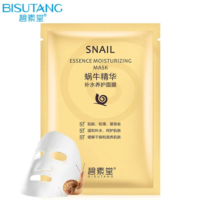 10pcs Snail Anti-aging Face Mask Moisturizing Whitening Anti Wrinkles Hydrating Facial Masks Sheet Masks Skin Care Products