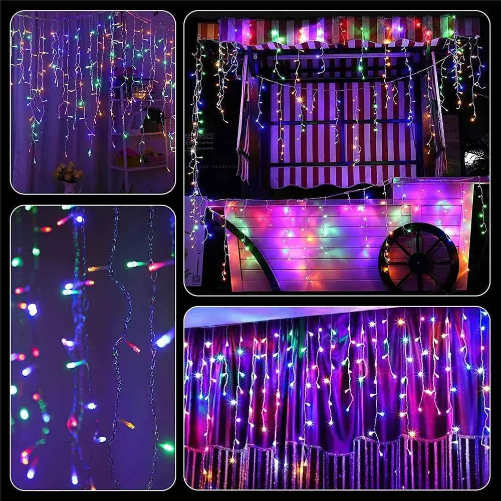 Solar Street Garden Decoration Solar Curtain Lighting Outdoor LED String Lights 3.5M/7.5M Waterproof Curtain Light