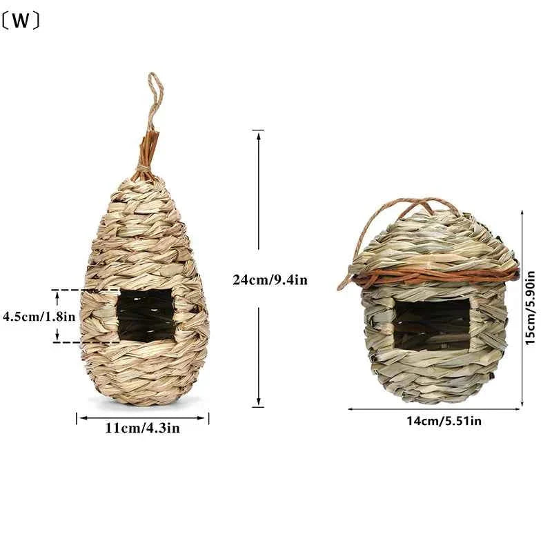 〔W〕Birds Nest Outdoor Hand-weaved Decorative Bird House Bird Cage Shelter Weaved Hanging Parrot Nest Creative Handmade Bird Cage
