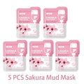 LAIKOU 5pcs Mud Mask Clay Mask Sakura Matcha Eggplant Tea Tree Mung Bean Oil-Control Deep Cleansing Repairing Facial Skin Care