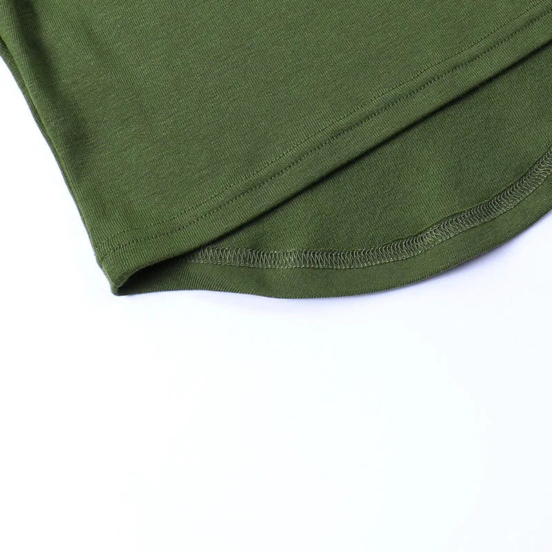 Square Collar Long Sleeve Casual Women T Shirts Green Autumn Skinny Sexy Solid Basic Crop Tops Fashion Streetwear