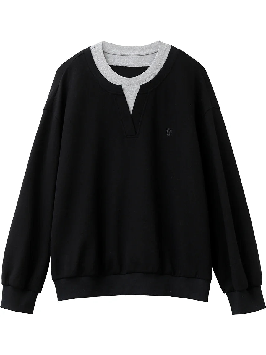 CHIC VEN Korean Women Sweatshirts Loose Casual New Contrast Splicing Hoodie Female Top Woman T Shirt Pullover Spring Autumn 2025