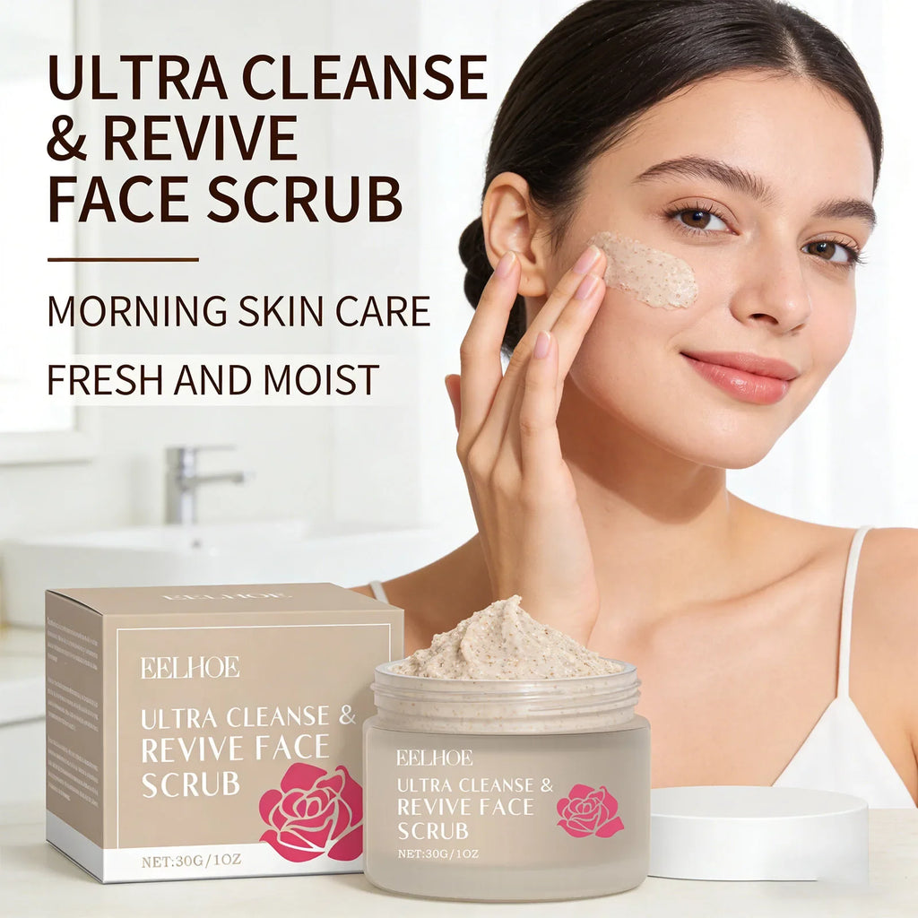 Cleanse & Revive Face Scrub Moisturizing Deep Clean Pore Exfoliating Soothing Softening Skin Brightening Rose Facial Scrub Cream