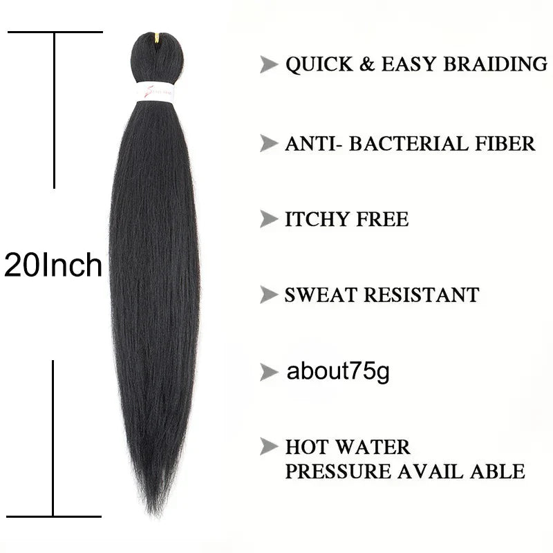20 Inch Pre Stretched Braiding Hair | Yaki Straight Ombre EZ Braid for Black Women