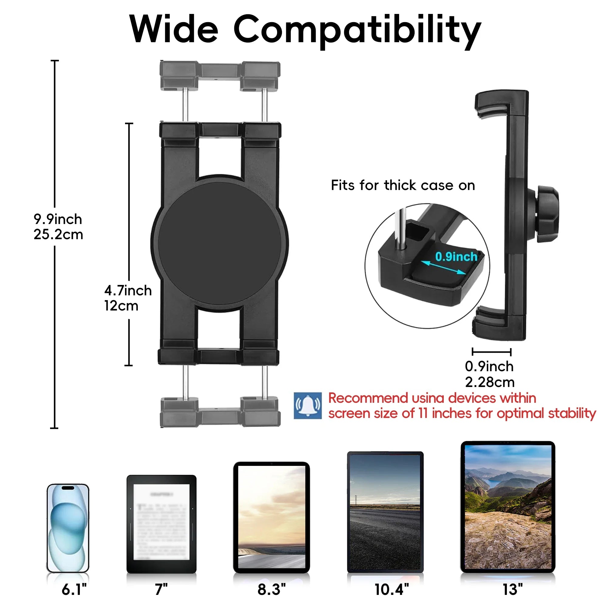 Tablet Holder for Car, 3 in 1 Cup Holder ipad Car Phone  Mount with Expander，Adjustable Base and Long Arm for 4-12.9‘’ Tablet，