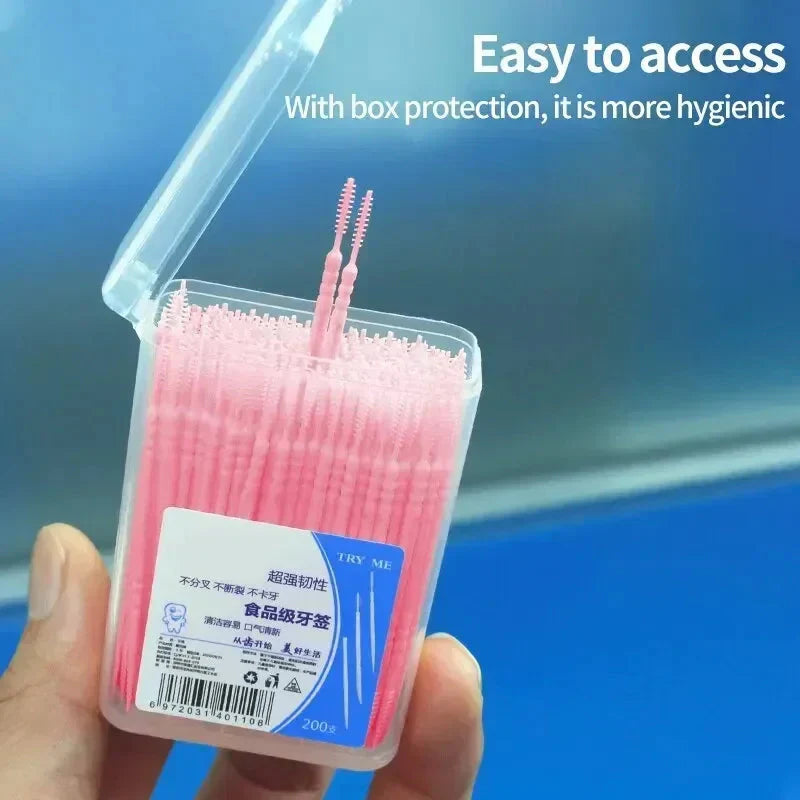 Portable Ultra Fine Toothpick Disposable Family Box Packed Pick Double Head High End Personality Creative Fruit Stick 200 Pieces