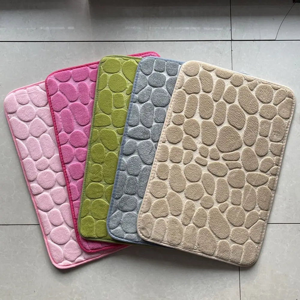 Cobblestone Embossed Bath Mat Non-slip Carpets Water Absorption Washable Bathtub Floor Rug Shower Doormat Bathroom Decor
