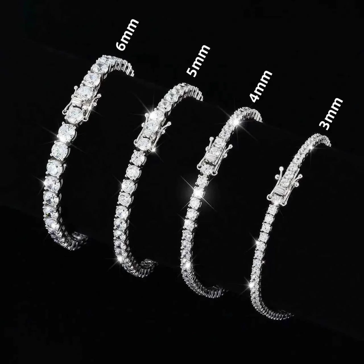 100% Real Moissanite Tennis Bracelet 925 Sterling Silver Plated 18K Gold with GRA Bracelet for Women Man Sparkling Party Jewelry