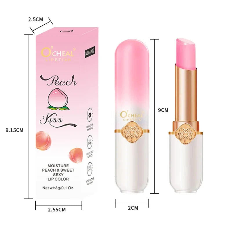 OCHEAL Color Changing Lipstick Fruit Lip Balm Moisturizing Waterproof Long Lasting Moisturizing Lip Balm Temperature Changing