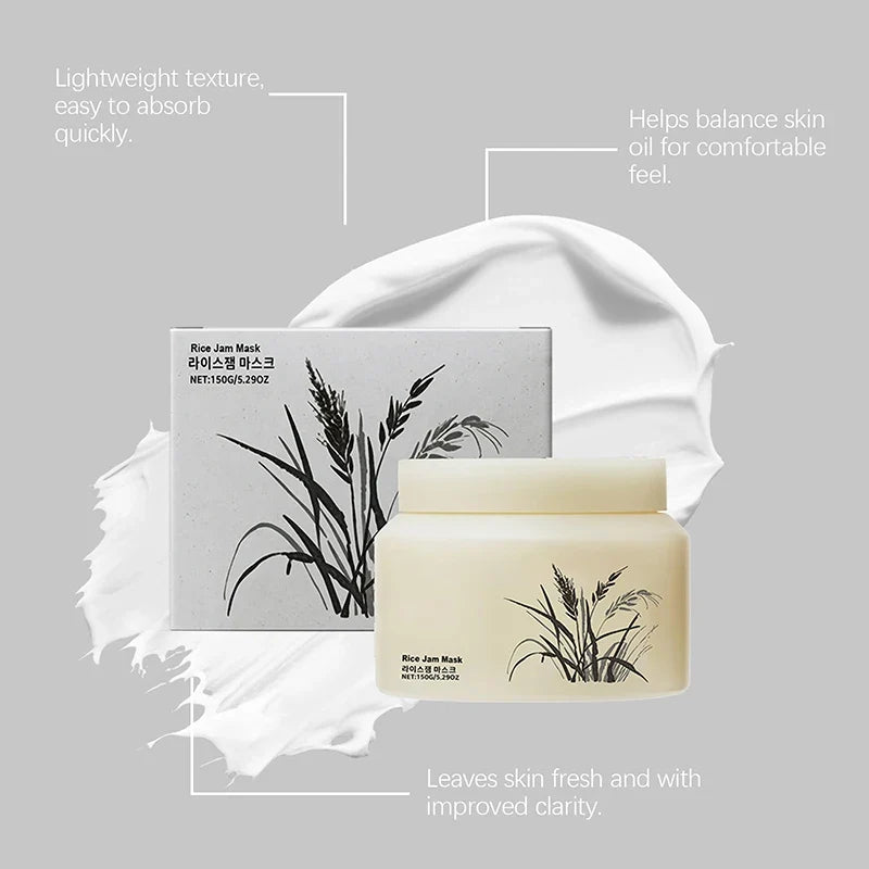 Rice Jam Mask,Body Face Smooth Soft Radiant Skin Smeared Mask,Deep Cleansing Hydrating,Korean Moisturizing Purifying Skincare