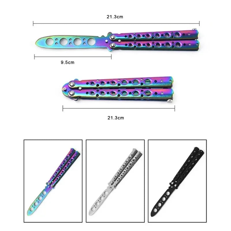 Folding Butterfly Knife Trainer Stainless Steel Pocket Practice Training Uncut Tool for Outdoor Games Hand Movements