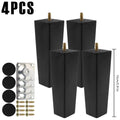 4/8Pcs Square Furniture Feet 6/10/15cm Solid Wood Sofa Legs Replacement Height Furniture Legs with Screws Mounting Plate Pads