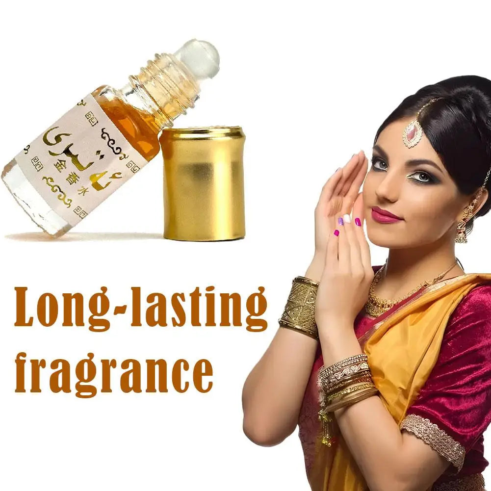 Arabian Gold Perfume Oil Roll On Bottle Long Lasting Fragrance Body Perfume Unisex Portable Long Lasting Scent Body Fragrance
