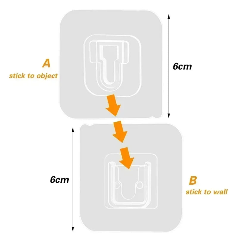 Double-Sided Self Adhesive Wall Hooks Strong Sticky Transparent Traceless Kitchen Bedroom Wall Hook Storage Holders Wholesale