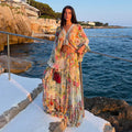 Bohemian Floral Matching Set V Neck Tie Front Crop Top Elastic Waist Tiered Ruffle Maxi Skirt Vacation 2 Piece Outfit 2026 Beach