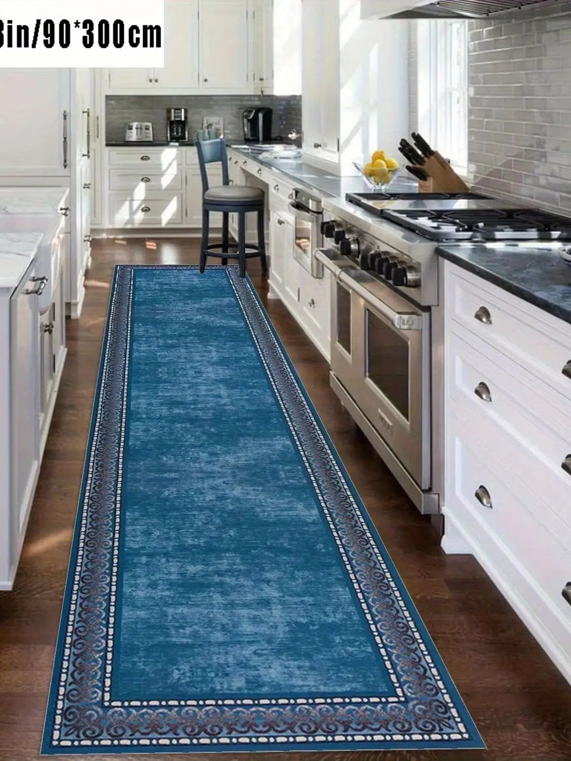 Blue Long Runner Rugs Bohe Carpet for Living Room Hallway Home Decor Kitchen Floor Mat Laundry Rugs Finely Edged Balcony  Mat