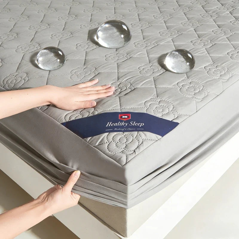 Waterproof Breathable Quilted Fitted Sheet Deep Pocket Mattress Cover Soft Microfiber Elastic Anti-slip Twin Full Queen King Bed