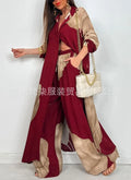 Fashion Loose Printed Long Sleeve 2-piece Set Women's Single-breasted Cardigan Robe Wide-leg Pants Casual Two-piece Outfit Woman