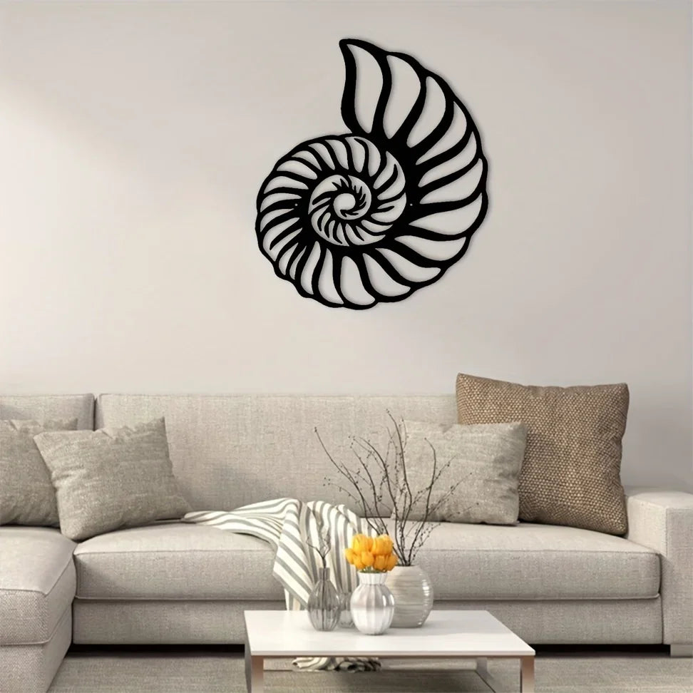 1pc Nautilus Shell Coastal Beach Metal Wall Art, Metal Wall Art Interior Decoration, Home Wall Hangings